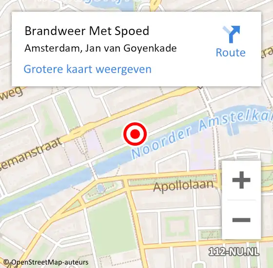 Locatie op kaart van de 112 melding: Brandweer Met Spoed Naar Amsterdam, Jan van Goyenkade op 5 juli 2023 17:14