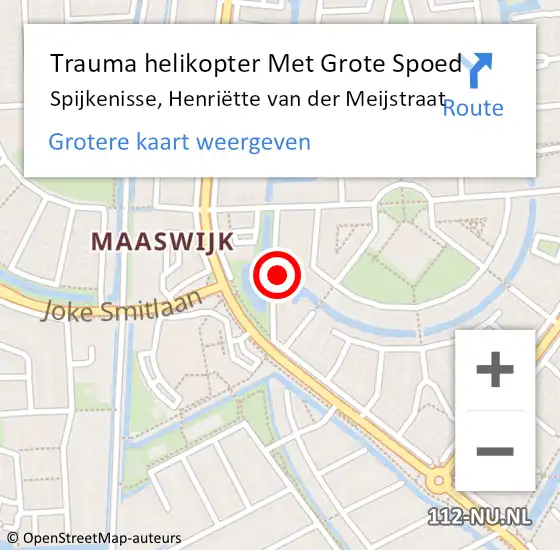 Locatie op kaart van de 112 melding: Trauma helikopter Met Grote Spoed Naar Spijkenisse, Henriëtte van der Meijstraat op 5 juli 2023 17:51