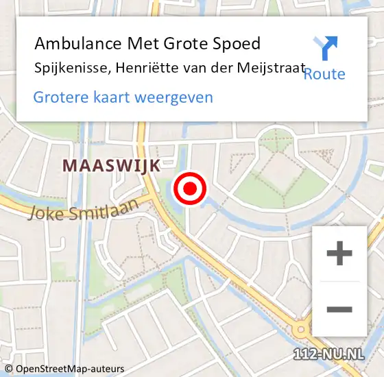 Locatie op kaart van de 112 melding: Ambulance Met Grote Spoed Naar Spijkenisse, Henriëtte van der Meijstraat op 5 juli 2023 17:52