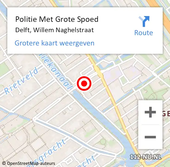 Locatie op kaart van de 112 melding: Politie Met Grote Spoed Naar Delft, Willem Naghelstraat op 5 juli 2023 17:56