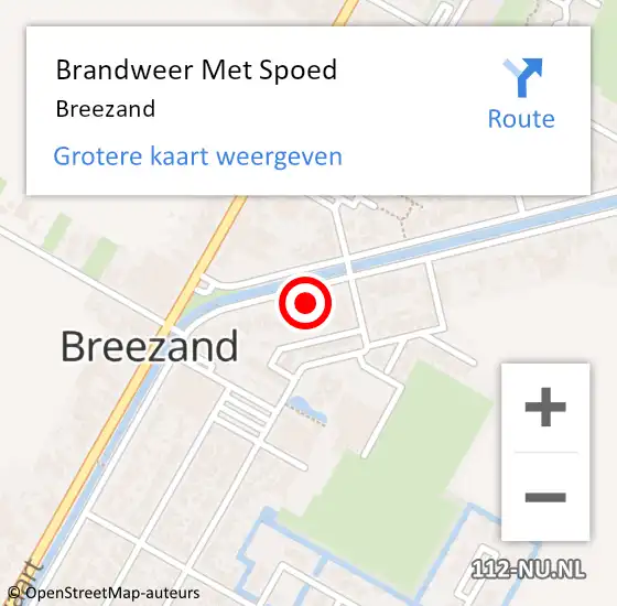 Locatie op kaart van de 112 melding: Brandweer Met Spoed Naar Breezand op 5 juli 2023 17:58