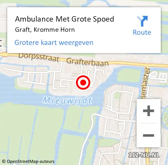 Locatie op kaart van de 112 melding: Ambulance Met Grote Spoed Naar Graft, Kromme Horn op 5 juli 2023 17:59