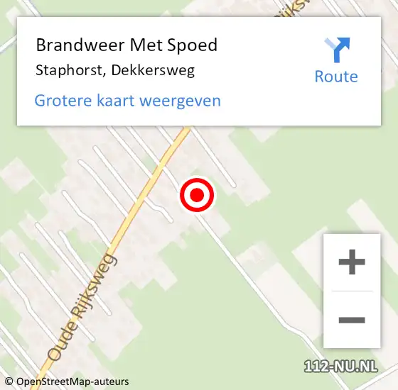 Locatie op kaart van de 112 melding: Brandweer Met Spoed Naar Staphorst, Dekkersweg op 5 juli 2023 18:01