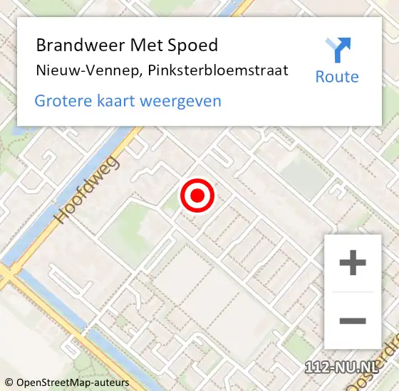 Locatie op kaart van de 112 melding: Brandweer Met Spoed Naar Nieuw-Vennep, Pinksterbloemstraat op 5 juli 2023 18:01