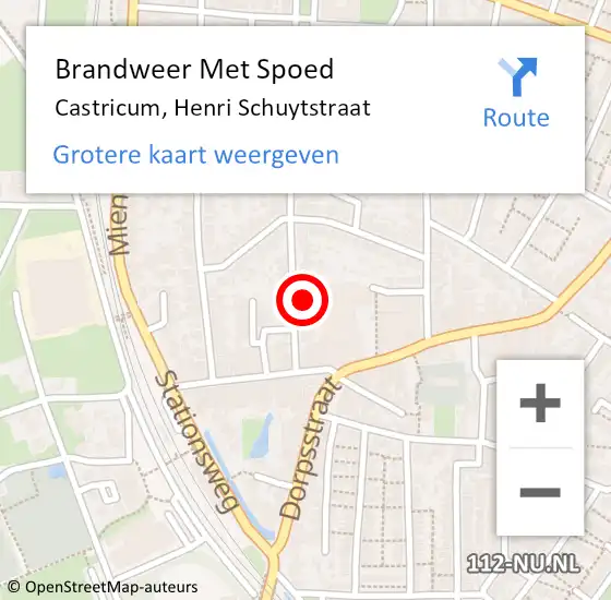 Locatie op kaart van de 112 melding: Brandweer Met Spoed Naar Castricum, Henri Schuytstraat op 5 juli 2023 18:01