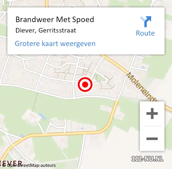 Locatie op kaart van de 112 melding: Brandweer Met Spoed Naar Diever, Gerritsstraat op 5 juli 2023 18:19