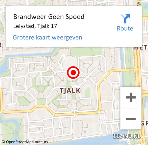 Locatie op kaart van de 112 melding: Brandweer Geen Spoed Naar Lelystad, Tjalk 17 op 5 juli 2023 18:20