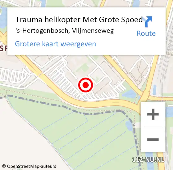 Locatie op kaart van de 112 melding: Trauma helikopter Met Grote Spoed Naar 's-Hertogenbosch, Vlijmenseweg op 5 juli 2023 18:30