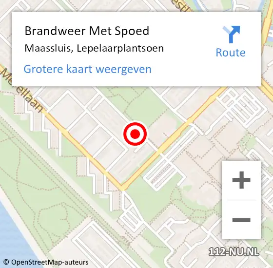 Locatie op kaart van de 112 melding: Brandweer Met Spoed Naar Maassluis, Lepelaarplantsoen op 5 juli 2023 18:35