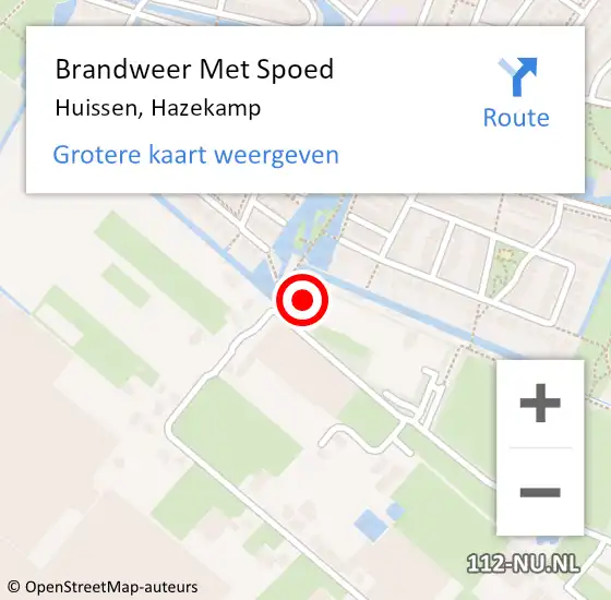 Locatie op kaart van de 112 melding: Brandweer Met Spoed Naar Huissen, Hazekamp op 5 juli 2023 18:38