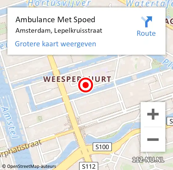 Locatie op kaart van de 112 melding: Ambulance Met Spoed Naar Amsterdam, Lepelkruisstraat op 5 juli 2023 18:43