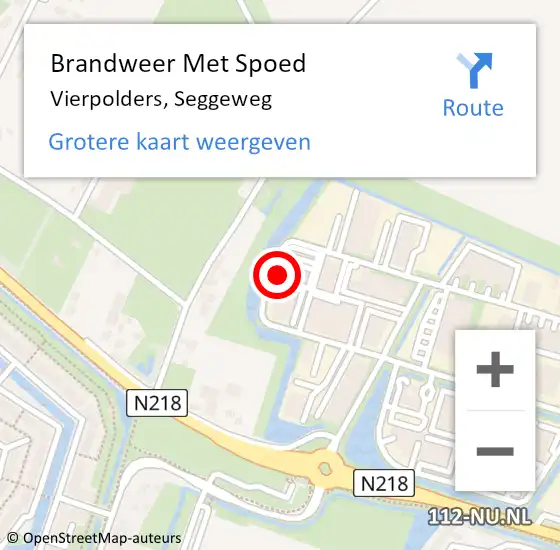 Locatie op kaart van de 112 melding: Brandweer Met Spoed Naar Vierpolders, Seggeweg op 5 juli 2023 18:45