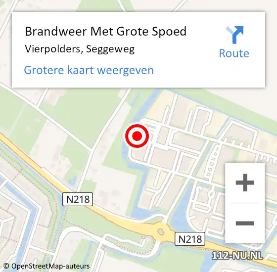 Locatie op kaart van de 112 melding: Brandweer Met Grote Spoed Naar Vierpolders, Seggeweg op 5 juli 2023 18:48