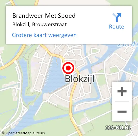 Locatie op kaart van de 112 melding: Brandweer Met Spoed Naar Blokzijl, Brouwerstraat op 5 juli 2023 19:01