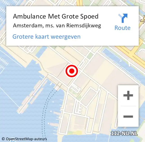 Locatie op kaart van de 112 melding: Ambulance Met Grote Spoed Naar Amsterdam, ms. van Riemsdijkweg op 5 juli 2023 19:03
