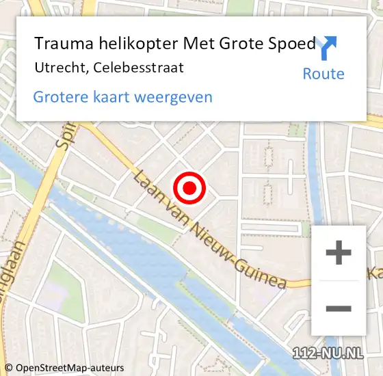 Locatie op kaart van de 112 melding: Trauma helikopter Met Grote Spoed Naar Utrecht, Celebesstraat op 5 juli 2023 19:03