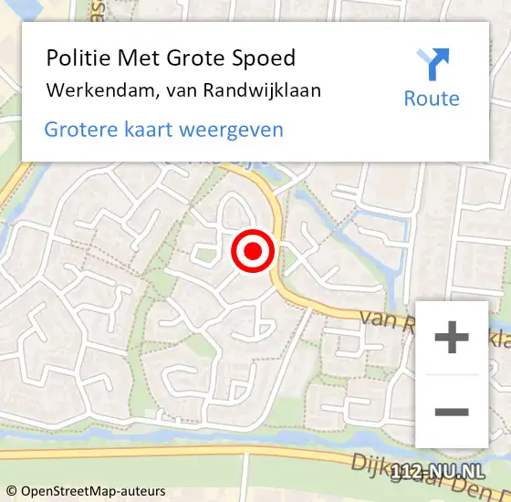 Locatie op kaart van de 112 melding: Politie Met Grote Spoed Naar Werkendam, van Randwijklaan op 5 juli 2023 19:16