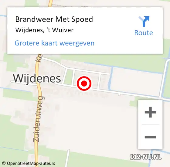 Locatie op kaart van de 112 melding: Brandweer Met Spoed Naar Wijdenes, 't Wuiver op 5 juli 2023 19:28