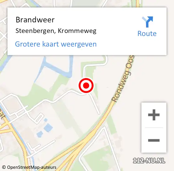 Locatie op kaart van de 112 melding: Brandweer Steenbergen, Krommeweg op 5 juli 2023 19:46