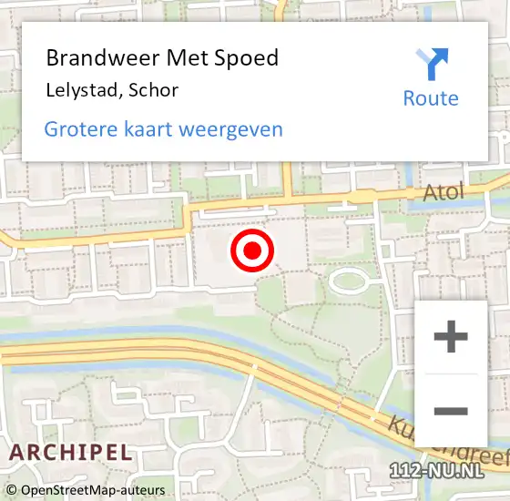 Locatie op kaart van de 112 melding: Brandweer Met Spoed Naar Lelystad, Schor op 5 juli 2023 19:48