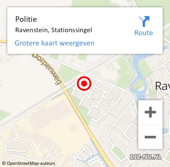 Locatie op kaart van de 112 melding: Politie Ravenstein, Stationssingel op 5 juli 2023 20:10