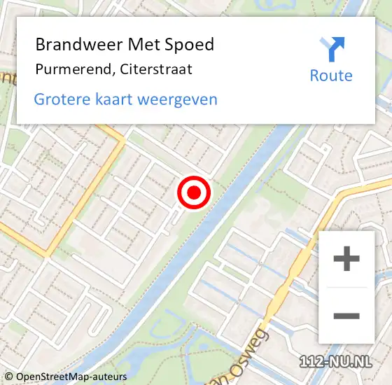 Locatie op kaart van de 112 melding: Brandweer Met Spoed Naar Purmerend, Citerstraat op 5 juli 2023 20:13