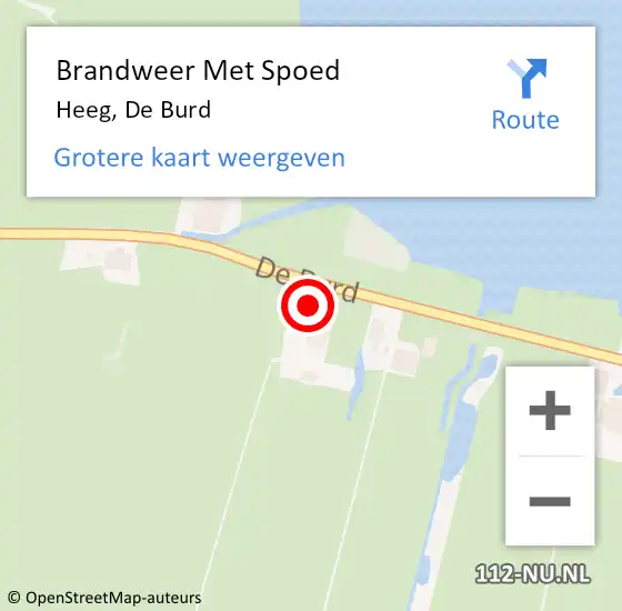 Locatie op kaart van de 112 melding: Brandweer Met Spoed Naar Heeg, De Burd op 5 juli 2023 20:35