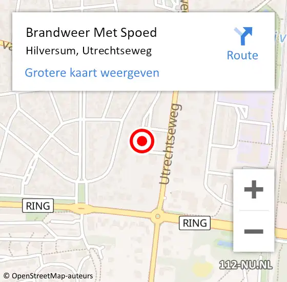 Locatie op kaart van de 112 melding: Brandweer Met Spoed Naar Hilversum, Utrechtseweg op 5 juli 2023 20:43