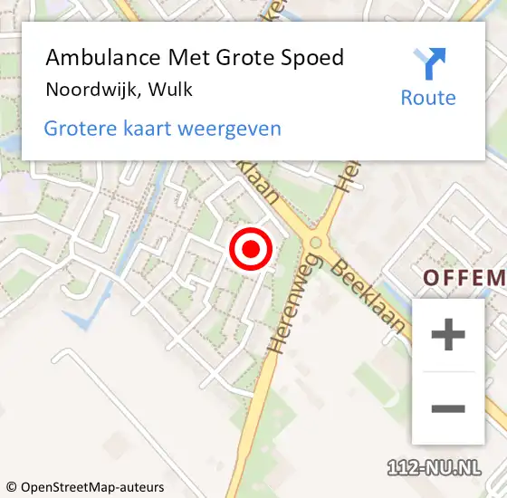 Locatie op kaart van de 112 melding: Ambulance Met Grote Spoed Naar Noordwijk, Wulk op 5 juli 2023 20:55