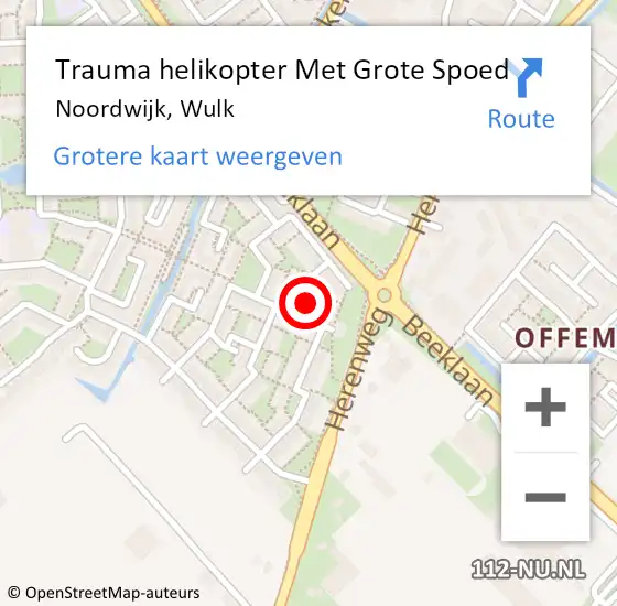 Locatie op kaart van de 112 melding: Trauma helikopter Met Grote Spoed Naar Noordwijk, Wulk op 5 juli 2023 20:56