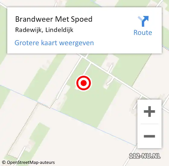 Locatie op kaart van de 112 melding: Brandweer Met Spoed Naar Radewijk, Lindeldijk op 5 juli 2023 21:04