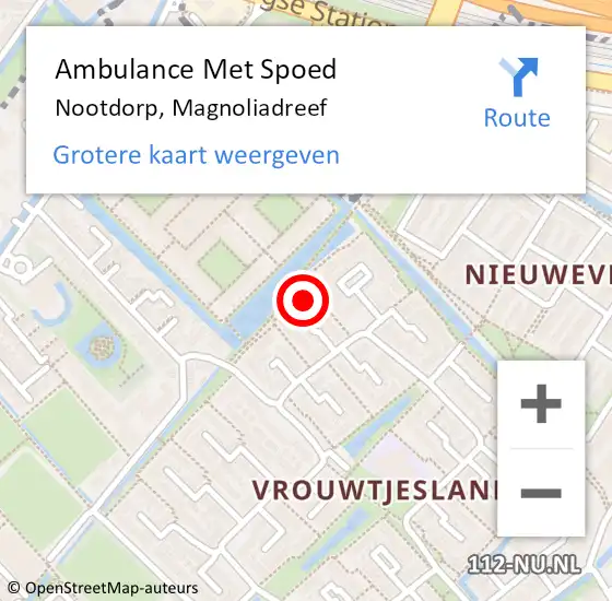 Locatie op kaart van de 112 melding: Ambulance Met Spoed Naar Nootdorp, Magnoliadreef op 5 juli 2023 21:07