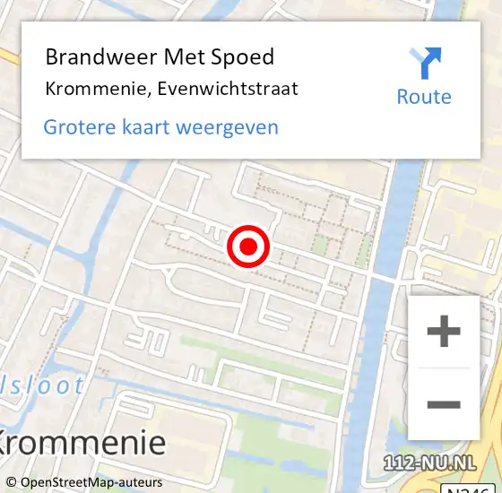 Locatie op kaart van de 112 melding: Brandweer Met Spoed Naar Krommenie, Evenwichtstraat op 5 juli 2023 21:29