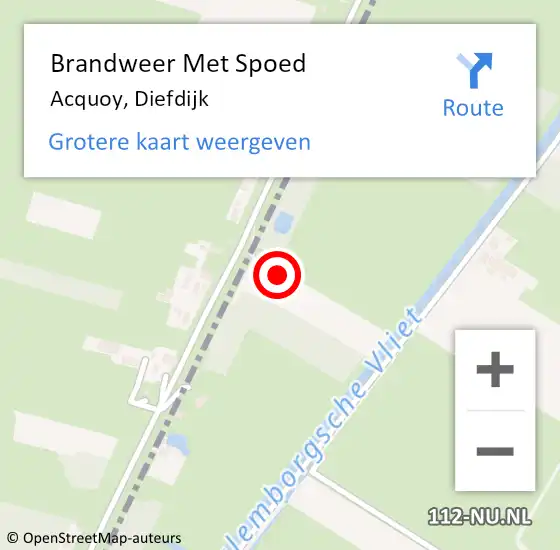 Locatie op kaart van de 112 melding: Brandweer Met Spoed Naar Acquoy, Diefdijk op 5 juli 2023 21:40