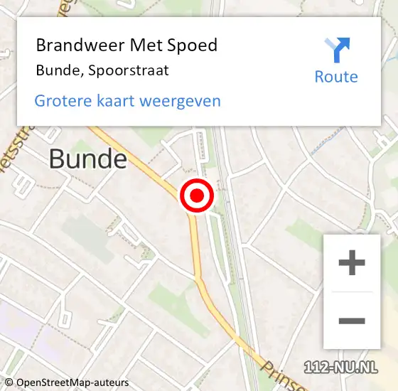 Locatie op kaart van de 112 melding: Brandweer Met Spoed Naar Bunde, Spoorstraat op 5 juli 2023 21:43