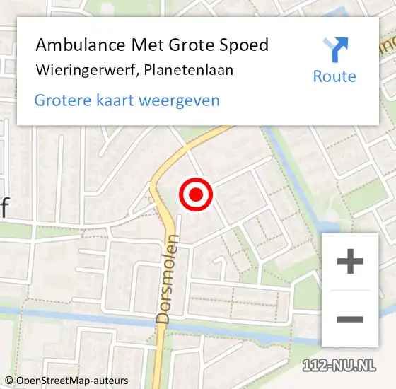 Locatie op kaart van de 112 melding: Ambulance Met Grote Spoed Naar Wieringerwerf, Planetenlaan op 5 juli 2023 22:06