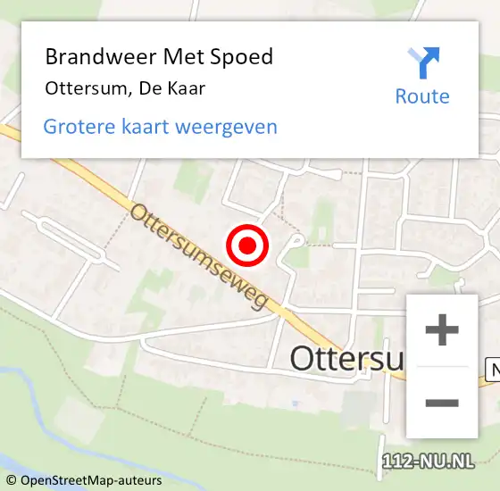 Locatie op kaart van de 112 melding: Brandweer Met Spoed Naar Ottersum, De Kaar op 5 juli 2023 22:46