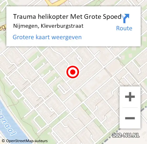 Locatie op kaart van de 112 melding: Trauma helikopter Met Grote Spoed Naar Nijmegen, Kleverburgstraat op 5 juli 2023 22:50