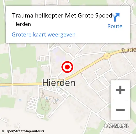 Locatie op kaart van de 112 melding: Trauma helikopter Met Grote Spoed Naar Hierden op 5 juli 2023 23:46