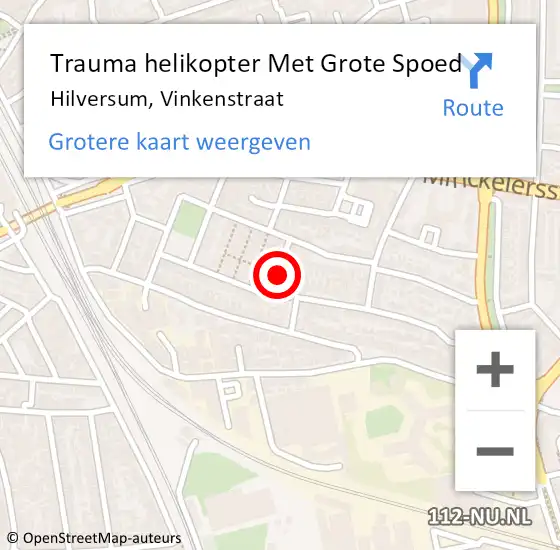 Locatie op kaart van de 112 melding: Trauma helikopter Met Grote Spoed Naar Hilversum, Vinkenstraat op 6 juli 2023 00:15