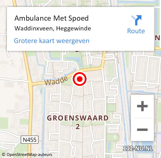 Locatie op kaart van de 112 melding: Ambulance Met Spoed Naar Waddinxveen, Heggewinde op 6 juli 2023 00:46