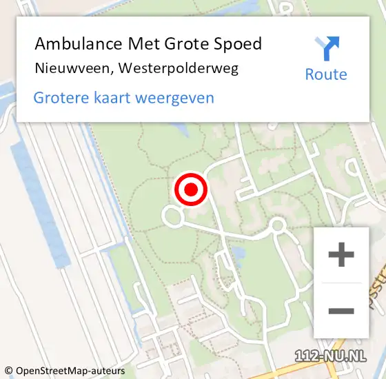 Locatie op kaart van de 112 melding: Ambulance Met Grote Spoed Naar Nieuwveen, Westerpolderweg op 6 juli 2023 01:13