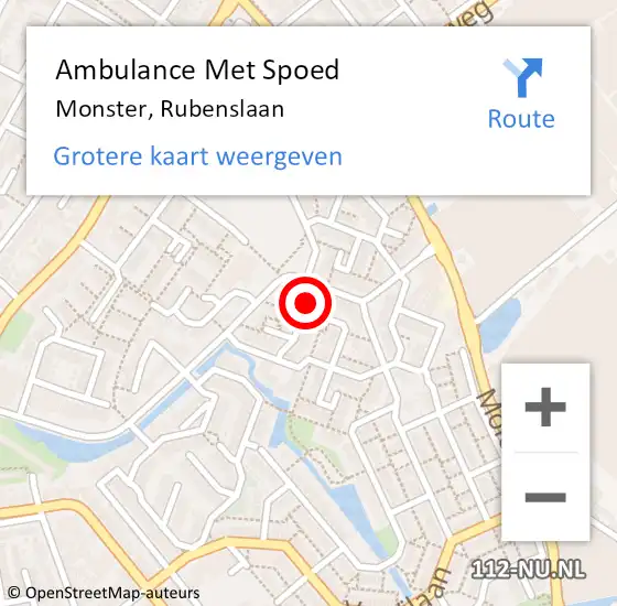 Locatie op kaart van de 112 melding: Ambulance Met Spoed Naar Monster, Rubenslaan op 6 juli 2023 01:36