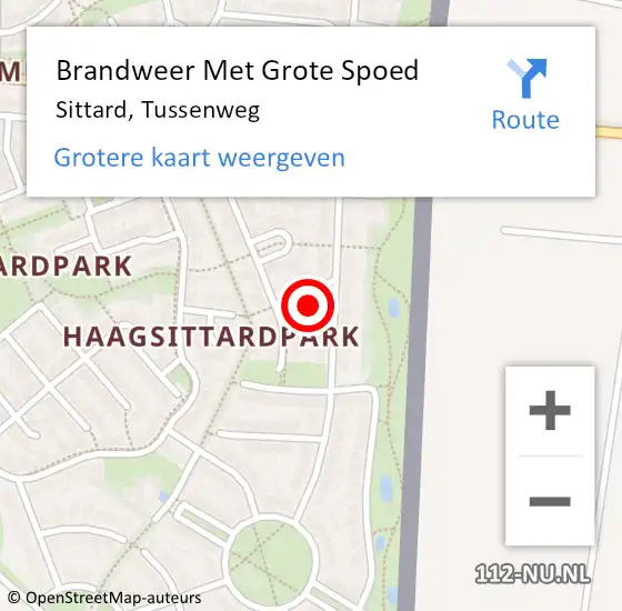 Locatie op kaart van de 112 melding: Brandweer Met Grote Spoed Naar Sittard, Tussenweg op 6 juli 2023 02:09