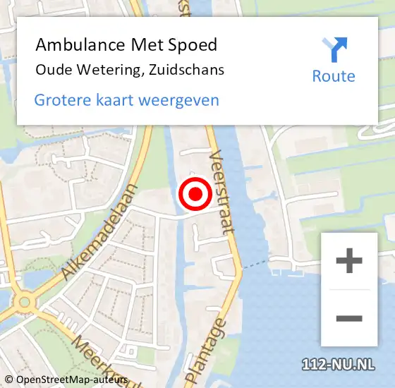 Locatie op kaart van de 112 melding: Ambulance Met Spoed Naar Oude Wetering, Zuidschans op 6 juli 2023 02:37