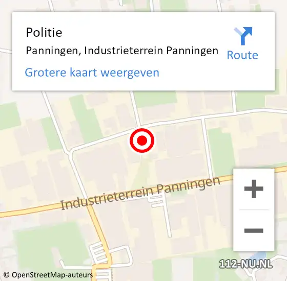 Locatie op kaart van de 112 melding: Politie Panningen, Industrieterrein Panningen op 6 juli 2023 03:04