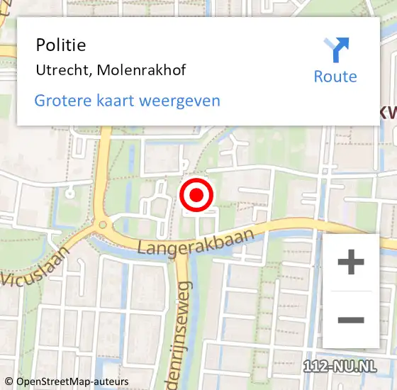 Locatie op kaart van de 112 melding: Politie Utrecht, Molenrakhof op 6 juli 2023 03:14