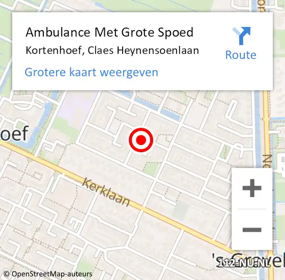 Locatie op kaart van de 112 melding: Ambulance Met Grote Spoed Naar Kortenhoef, Claes Heynensoenlaan op 31 augustus 2014 16:33