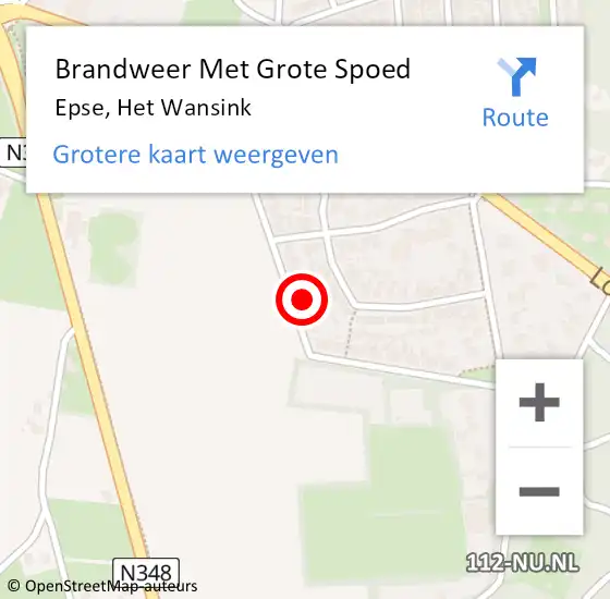 Locatie op kaart van de 112 melding: Brandweer Met Grote Spoed Naar Epse, Het Wansink op 6 juli 2023 04:48