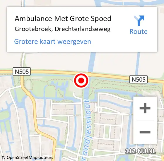 Locatie op kaart van de 112 melding: Ambulance Met Grote Spoed Naar Grootebroek, Drechterlandseweg op 6 juli 2023 05:59